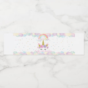 Unicorn Pastel Water Bottle Label