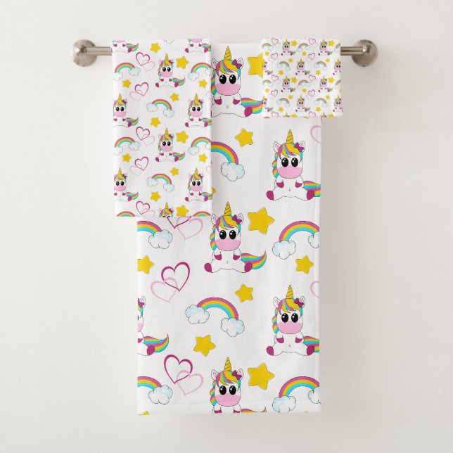 Unicorn pattern bath towel set (Insitu)