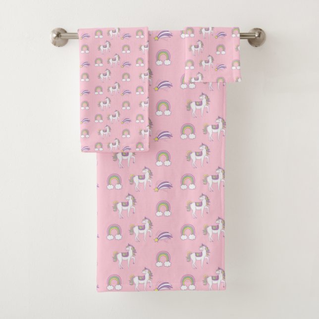 Unicorn Pattern Bath Towel Set (Insitu)