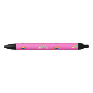 Unicorn pattern on pink black ink pen