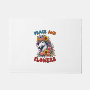 Unicorn Peace And Flowers Floral Flower Crown Tank Doormat