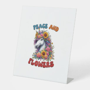 Unicorn Peace And Flowers Floral Flower Crown Tank Pedestal Sign