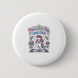 Unicorn Peace Love Pose Unicorn White Background S 6 Cm Round Badge