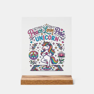 Unicorn Peace Love Pose Unicorn White Background S Acrylic Sign