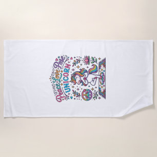 Unicorn Peace Love Pose Unicorn White Background S Beach Towel