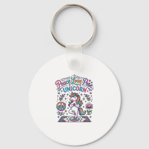 Unicorn Peace Love Pose Unicorn White Background S Key Ring