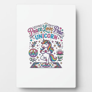 Unicorn Peace Love Pose Unicorn White Background S Plaque