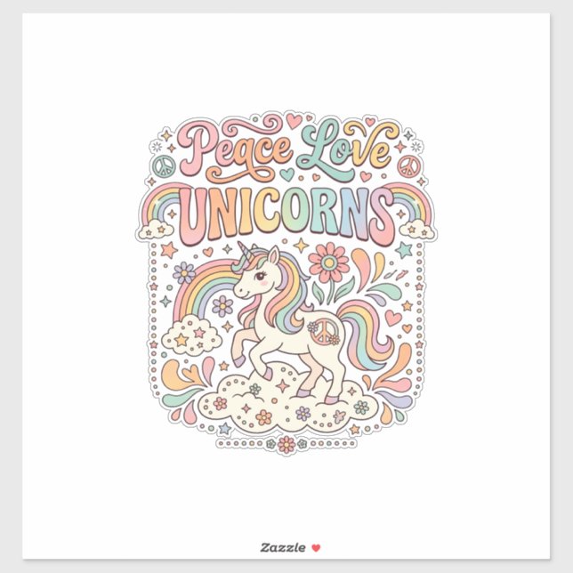 Unicorn Peace Love Unicorns Adorable Vector Design (Sheet)