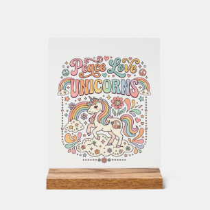 Unicorn Peace Love Unicorns Adorable Vector Design Acrylic Sign