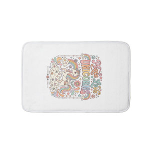 Unicorn Peace Love Unicorns Adorable Vector Design Bath Mat