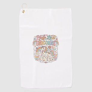 Unicorn Peace Love Unicorns Adorable Vector Design Golf Towel
