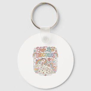 Unicorn Peace Love Unicorns Adorable Vector Design Key Ring