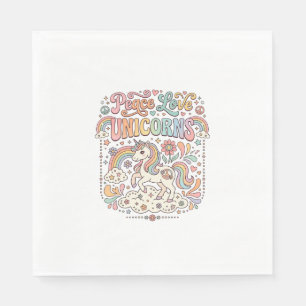 Unicorn Peace Love Unicorns Adorable Vector Design Napkin