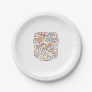 Unicorn Peace Love Unicorns Adorable Vector Design Paper Plate