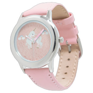 Unicorn Peach/Pink Faux Fur Face Watch