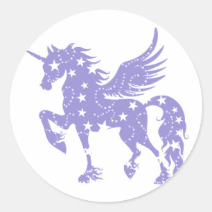 Unicorn  pegasus - Choose background color Classic Round Sticker
