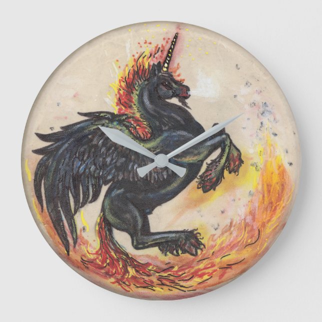 Unicorn Pegasus Horse Pony Equine Equestrian Horse Large Clock (Front)
