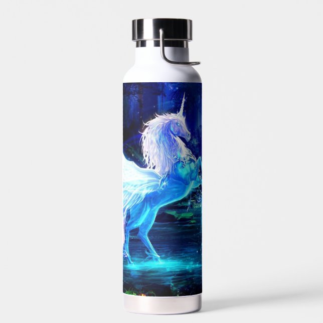Unicorn Pegasus Magic in Moonlight Forest  Water Bottle (Left)