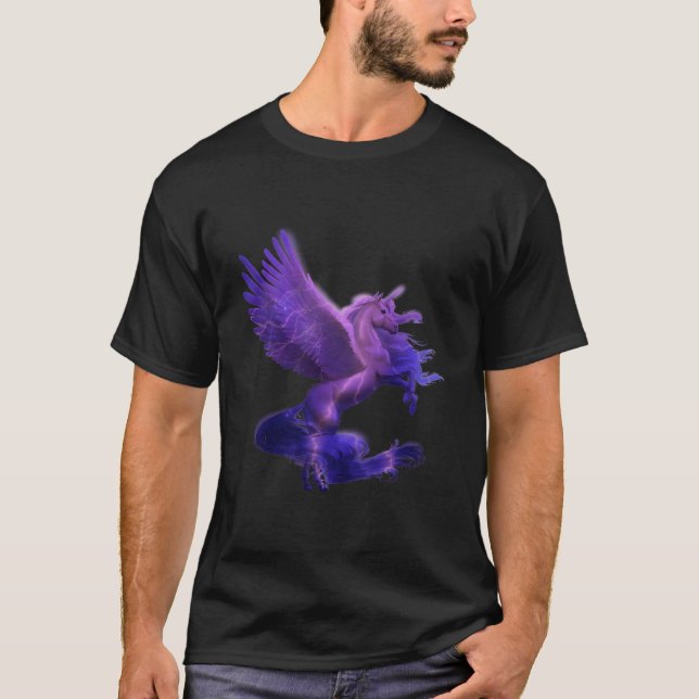 Unicorn Pegasus Purple Lighting T-Shirt (Front)