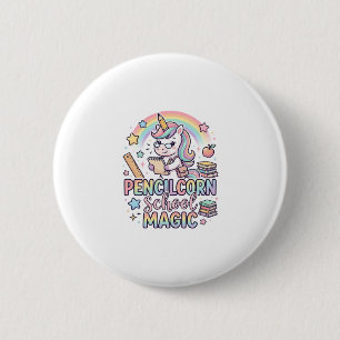 Unicorn Pencilcorn School Magic Adorable Sticker a 6 Cm Round Badge