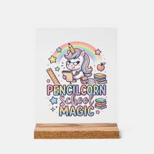 Unicorn Pencilcorn School Magic Adorable Sticker a Acrylic Sign