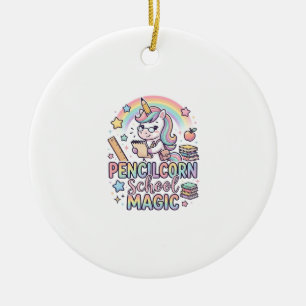 Unicorn Pencilcorn School Magic Adorable Sticker a Ceramic Tree Decoration