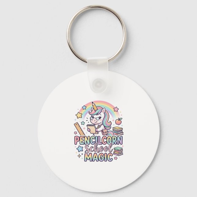 Unicorn Pencilcorn School Magic Adorable Sticker a Key Ring (Front)