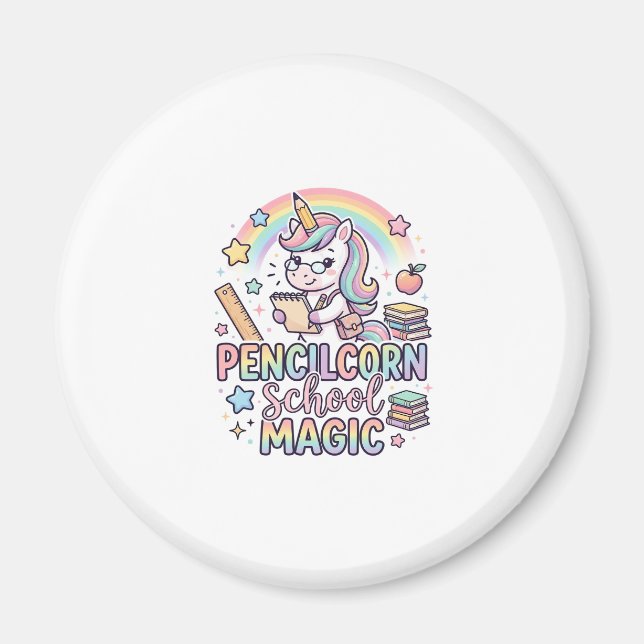 Unicorn Pencilcorn School Magic Adorable Sticker a Magnet (Front)