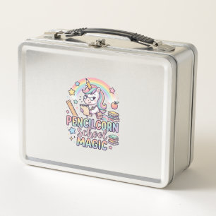 Unicorn Pencilcorn School Magic Adorable Sticker a Metal Lunch Box