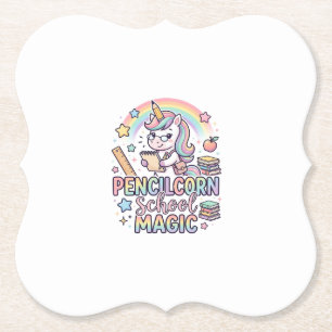 Unicorn Pencilcorn School Magic Adorable Sticker a Paper Coaster