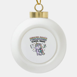 Unicorn Pencilcorn School Magic Charming Merch Des Ceramic Ball Christmas Ornament