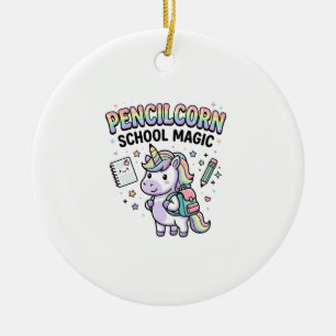 Unicorn Pencilcorn School Magic Charming Merch Des Ceramic Tree Decoration