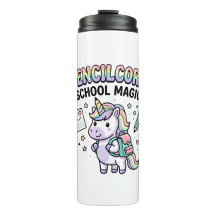 Unicorn Pencilcorn School Magic Charming Merch Des Thermal Tumbler