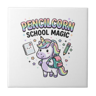Unicorn Pencilcorn School Magic Charming Merch Des Tile