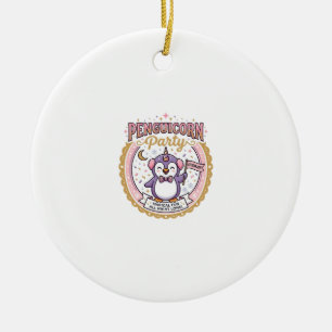 Unicorn Penguicorn Party POD Ready Zazzle Design_1 Ceramic Tree Decoration