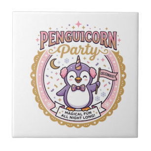 Unicorn Penguicorn Party POD Ready Zazzle Design_1 Tile