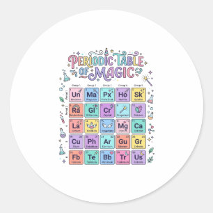 Unicorn Periodic Table of Magic Trendy Cute Gift D Classic Round Sticker