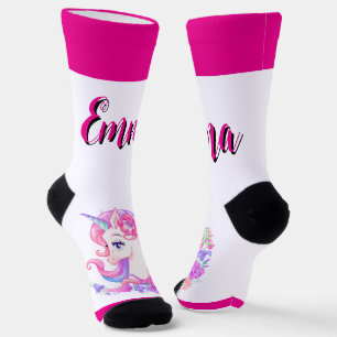 unicorn & personalise your name Crew Socks