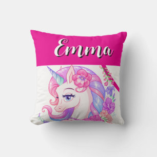 unicorn & personalise your name cushion