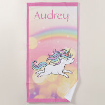 Unicorn Personalised  Beach Towel
