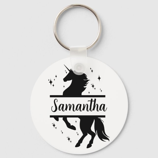 Unicorn Personalised Button Keychain (Front)