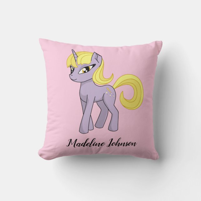 Unicorn Personalised Girl Throw Pillow (Front)