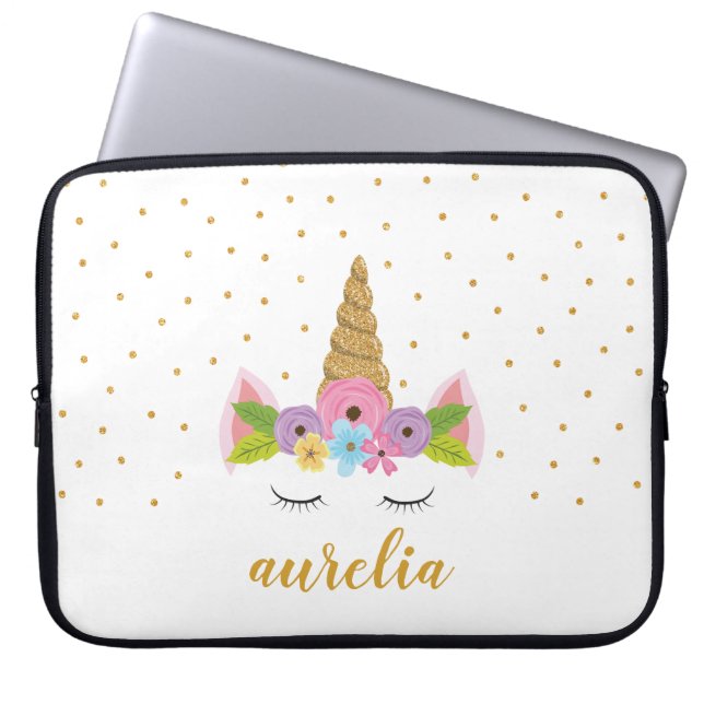 Unicorn Personalised Laptop Sleeve | Custom Colour (Front)