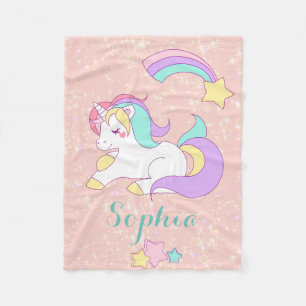 Unicorn Personalised Magical Glitter Fleece Blanket