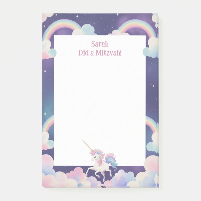 Unicorn Personalised Mitzvah Note pad (Front)