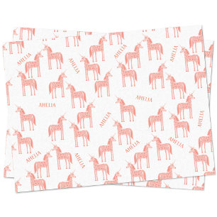 Unicorn Personalised Name Pink Tissue Paper