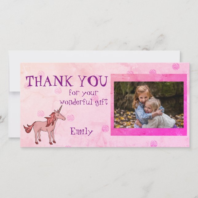 Unicorn Personalised Thank you Photo (Front)
