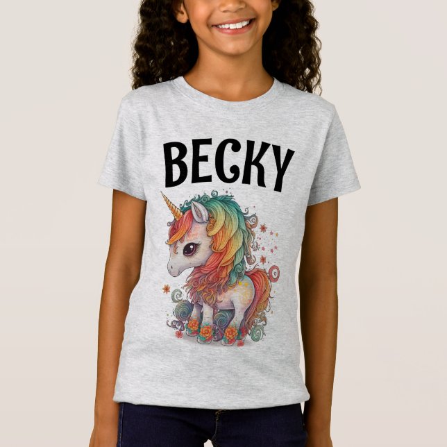 UNICORN PERSONALIZED ADD NAME GIRLS T-SHIRTS (Front)