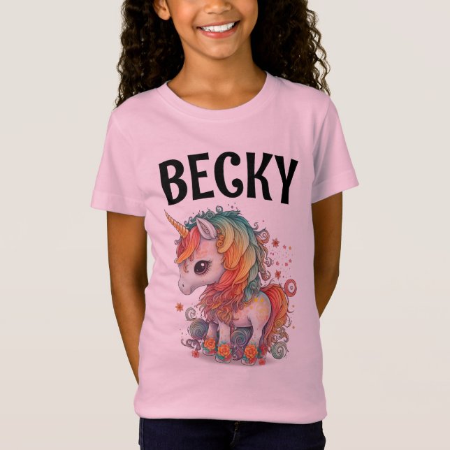 UNICORN PERSONALIZED CUTE CUSTOM GIRLST-SHIRT T-Shirt (Front)