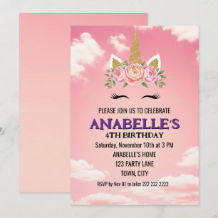 Unicorn Personalized Magical Birthday Invitation  